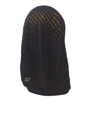 SG CS-03J Jeans Golden Lurex Stripes Cotton Adjustable Pre-Tied Bandanna myselflingerie.com